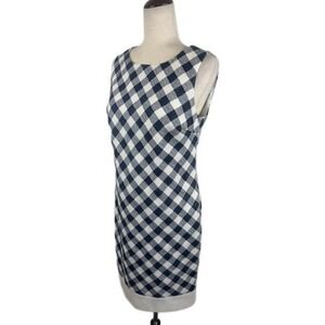 Brooks Brothers Gingham Dress Sleeveless White Blue Career Casual Size 6